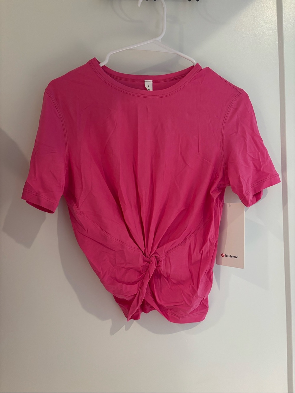 lululemon athletica Hot Pink Short Sleeve Knot Front Tee